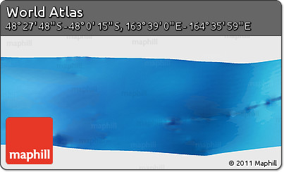 Physical Panoramic Map of the Area around 48° 14' 2" S, 164° 7' 30" E