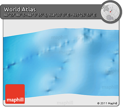 Physical 3D Map of the Area around 48° 14' 2" S, 164° 58' 29" E