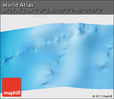 Physical 3D Map of the Area around 48° 14' 2" S, 164° 58' 29" E