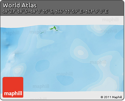 Political 3D Map of the Area around 48° 14' 2" S, 166° 40' 30" E