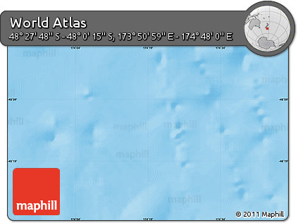 Shaded Relief Map of the Area around 48° 14' 2" S, 174° 19' 29" E