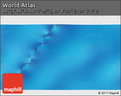 Physical 3D Map of the Area around 48° 14' 2" S, 19° 37' 30" E