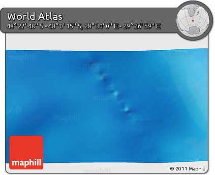 Physical 3D Map of the Area around 48° 14' 2" S, 28° 58' 30" E