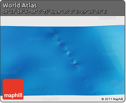 Physical 3D Map of the Area around 48° 14' 2" S, 28° 58' 30" E