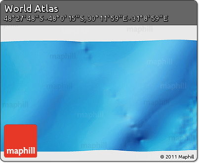 Physical 3D Map of the Area around 48° 14' 2" S, 30° 40' 29" E