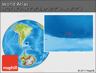 Physical Location Map of the Area around 48° 14' 2" S, 49° 13' 30" W