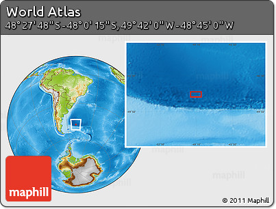 Physical Location Map of the Area around 48° 14' 2" S, 49° 13' 30" W