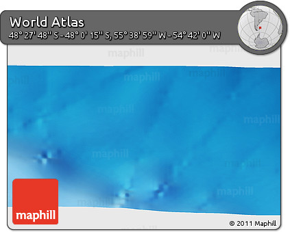 Shaded Relief 3D Map of the Area around 48° 14' 2" S, 55° 10' 29" W