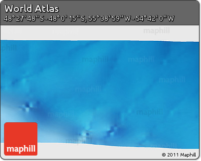 Shaded Relief 3D Map of the Area around 48° 14' 2" S, 55° 10' 29" W