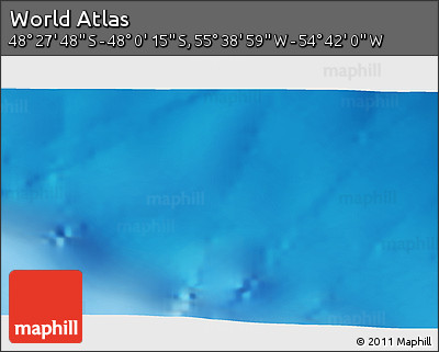 Shaded Relief 3D Map of the Area around 48° 14' 2" S, 55° 10' 29" W