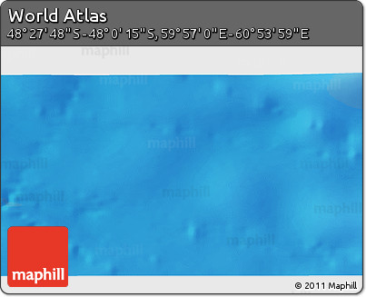 Physical 3D Map of the Area around 48° 14' 2" S, 60° 25' 29" E
