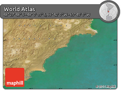Satellite Map of the Area around 48° 14' 2" S, 66° 13' 29" W