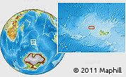 Physical Location Map of the area around 48° 14' 2" S, 67° 13' 29" E