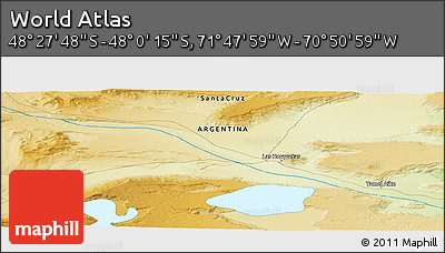 Physical Panoramic Map of the Area around 48° 14' 2" S, 71° 19' 29" W