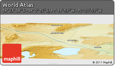 Physical Panoramic Map of the Area around 48° 14' 2" S, 71° 19' 29" W