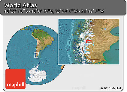 Satellite Location Map of the Area around 48° 14' 2" S, 72° 10' 30" W