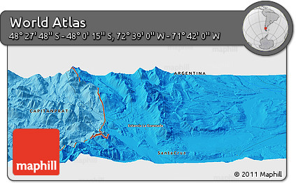 Political Panoramic Map of the Area around 48° 14' 2" S, 72° 10' 30" W