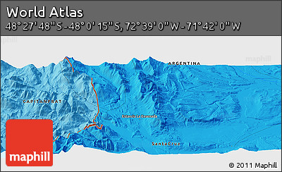 Political Panoramic Map of the Area around 48° 14' 2" S, 72° 10' 30" W