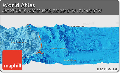 Political Panoramic Map of the Area around 48° 14' 2" S, 72° 10' 30" W