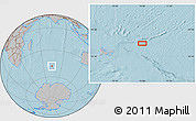 Gray Location Map of the area around 48° 14' 2" S, 74° 1' 30" E, hill shading