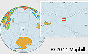 Political Location Map of the area around 48° 14' 2" S, 74° 1' 30" E