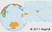 Political Location Map of the area around 48° 14' 2" S, 74° 52' 30" E
