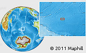 Physical Location Map of the area around 48° 14' 2" S, 79° 58' 29" E