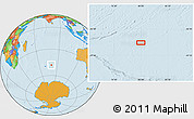 Political Location Map of the area around 48° 14' 2" S, 79° 58' 29" E