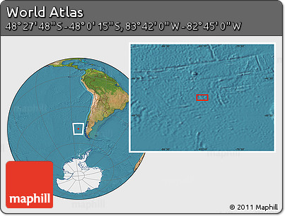 Satellite Location Map of the Area around 48° 14' 2" S, 83° 13' 29" W