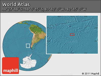 Satellite Location Map of the Area around 48° 14' 2" S, 83° 13' 29" W