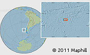 Savanna Style Location Map of the area around 48° 14' 2" S, 83° 13' 29" W, hill shading