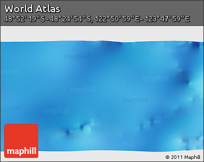 Physical 3D Map of the Area around 48° 38' 36" S, 123° 19' 29" E