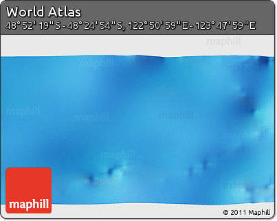 Physical 3D Map of the Area around 48° 38' 36" S, 123° 19' 29" E