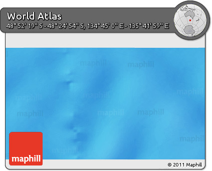 Physical 3D Map of the Area around 48° 38' 36" S, 135° 13' 29" E