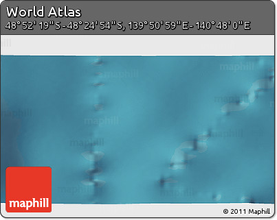 Satellite 3D Map of the Area around 48° 38' 36" S, 140° 19' 29" E