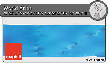 Physical Panoramic Map of the Area around 48° 38' 36" S, 140° 19' 29" E
