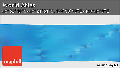 Physical Panoramic Map of the Area around 48° 38' 36" S, 140° 19' 29" E