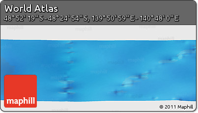 Physical Panoramic Map of the Area around 48° 38' 36" S, 140° 19' 29" E