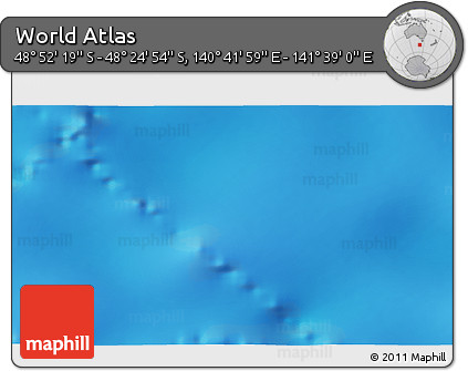 Physical 3D Map of the Area around 48° 38' 36" S, 141° 10' 30" E