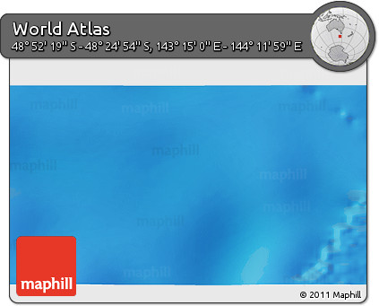 Physical 3D Map of the Area around 48° 38' 36" S, 143° 43' 29" E
