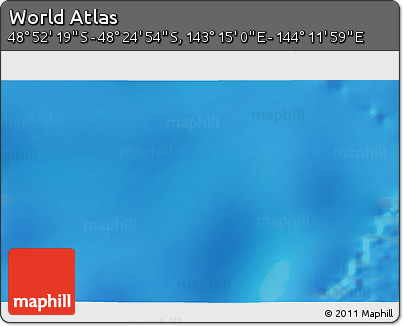 Physical 3D Map of the Area around 48° 38' 36" S, 143° 43' 29" E