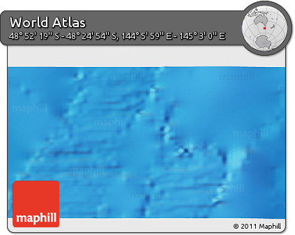 Physical 3D Map of the Area around 48° 38' 36" S, 144° 34' 29" E