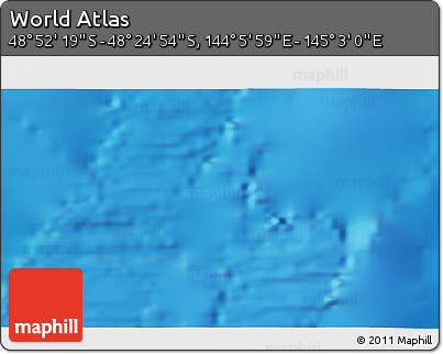 Physical 3D Map of the Area around 48° 38' 36" S, 144° 34' 29" E