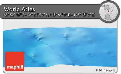 Physical Panoramic Map of the Area around 48° 38' 36" S, 146° 16' 30" E