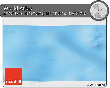 Physical 3D Map of the Area around 48° 38' 36" S, 149° 40' 30" E