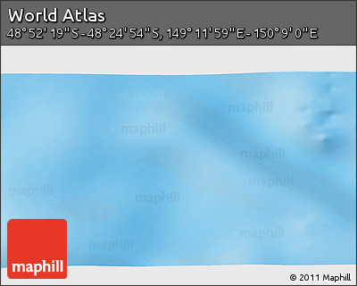 Physical 3D Map of the Area around 48° 38' 36" S, 149° 40' 30" E