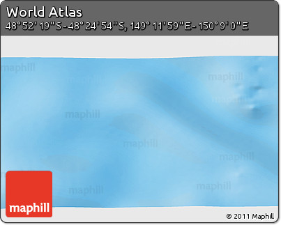 Physical 3D Map of the Area around 48° 38' 36" S, 149° 40' 30" E