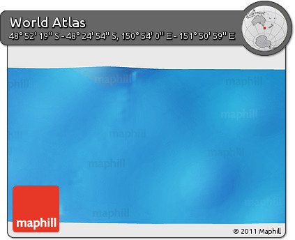 Physical 3D Map of the Area around 48° 38' 36" S, 151° 22' 30" E