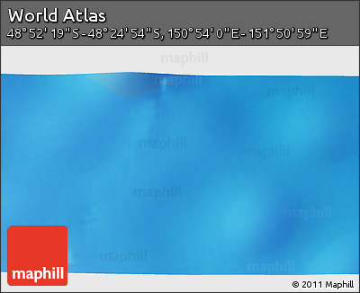 Physical 3D Map of the Area around 48° 38' 36" S, 151° 22' 30" E