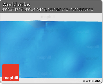 Physical 3D Map of the Area around 48° 38' 36" S, 151° 22' 30" E